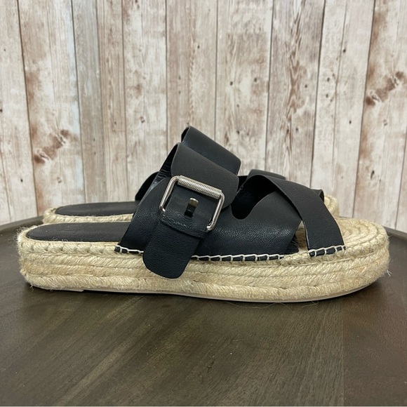 Marc Fisher Black Venita Buckle Espadrille Slide Sandal Size 10 Women - Picture 3 of 11